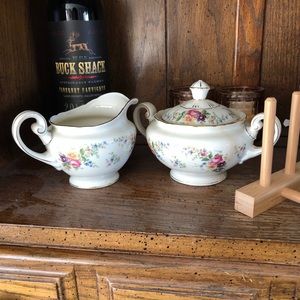 Vintage TK Thun Floral China Sugar Bowl Creamer